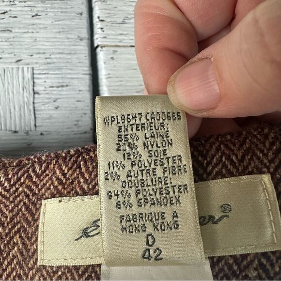 Eddie Bauer harringbone skirt front plate 90s vintage feminine warm academia - Picture 5 of 8